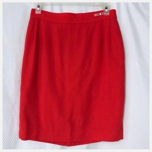 GENNY Vintage Red Italian Wool Mini Pencil Skirt Size 10